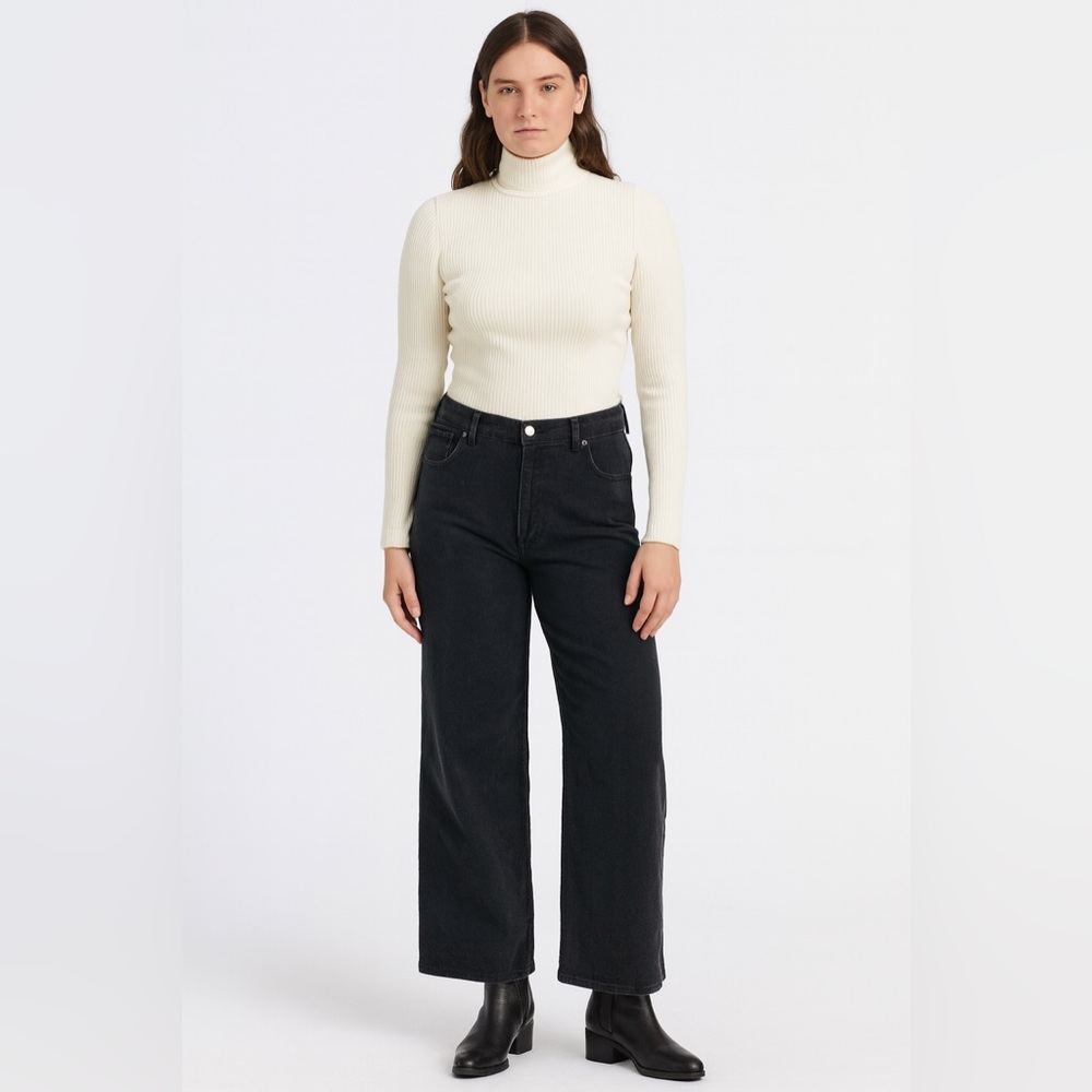 Madewell Superwide-Leg Pants in Corduroy Women's 32 Black High Rise Academic